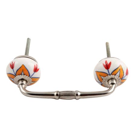 Amaryllis Mustard Flower Ceramic Bridge Handle